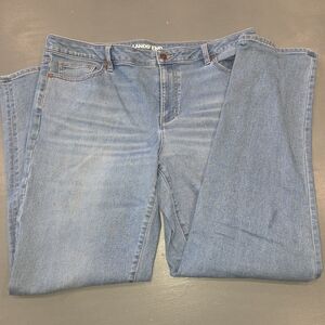 Lands' End Women Sz 18 High Rise Straight Leg Light Wash Sustainable Denim Jeans